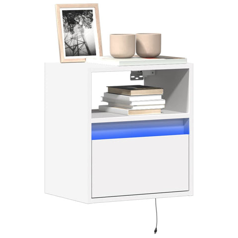 ZNTS TV Wall Cabinet with LED Lights White 41x31x45 cm 852313