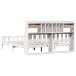 ZNTS Bookcase Bed without Mattress White 180x200 cm Super King Solid Wood Pine 3322179