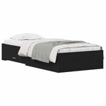 Bed Frame with Drawers Black oak 90 x 200 cm Engineered wood 3333989