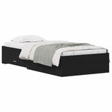 Bed Frame with Drawers Black oak 90 x 200 cm Engineered wood 3333989
