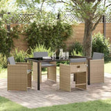 Garden Dining Set with Cushion 5 pcs Beige Poly Rattan 3379998