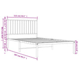Metal Bed Frame without Mattress with Headboard White 107x203cm 350927