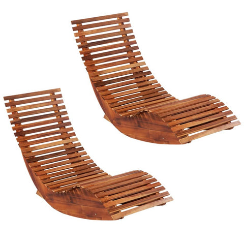 ZNTS Rocking Sun Loungers 2 pcs Acacia Wood 277093