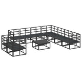Garden Sofa Set with Cushion 10 pcs Black Aluminium 3378883