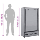 Wardrobe Grey Polyester, Iron Medium Collapsible Wardrobe 282460