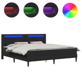 Bed Frame with LED Strip Lights Black 180 x 200 cm Faux Leather 3415286