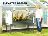 Galvanised Raised Planter with Greenhouse Cover, Metal Raised Garden Bed on Legs with Bed Liner and T3398P555111