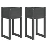 Planters 2 pcs Grey 40x40x81 cm Solid Wood Pine 822127