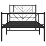 Metal Bed Frame without Mattress with Footboard Black 107x203cm 372193