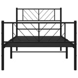 Metal Bed Frame without Mattress with Footboard Black 80x200cm 372188
