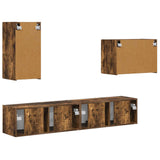 TV Wall Cabinet Set 4 pcs Smoked Oak Engineered Wood 3408939