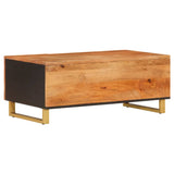 ZNTS Coffee Table Brown and Black 100x54x40 cm Solid Wood Mango 356795