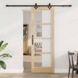 Sliding Door Natural 73.5 x 211 cm Solid Pine Wood and Glass 3332297