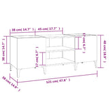 Record Cabinet Brown Oak 121x38x48 cm Engineered Wood 831940
