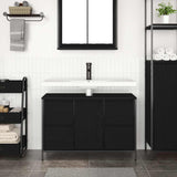 Basin Cabinet with Drawers Black Oak 90x34.5x60 cm 861887