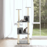 Cat Tree with Sisal Scratching Posts Light Grey 141 cm 171525