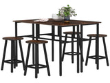6-Piece Bar Table Set, 2 Breakfast Tables with 4 Stools, Counter Height Dining Tables & Chairs for T3398P344418