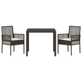 Garden Dining Set 3 pcs Brown Poly rattan 3334863