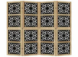 Room Divider 4 Panels Brown and Black Solid Wood Paulownia 358801