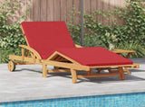 Sun Lounger 2 pcs Red Solid Acacia Wood 3325183
