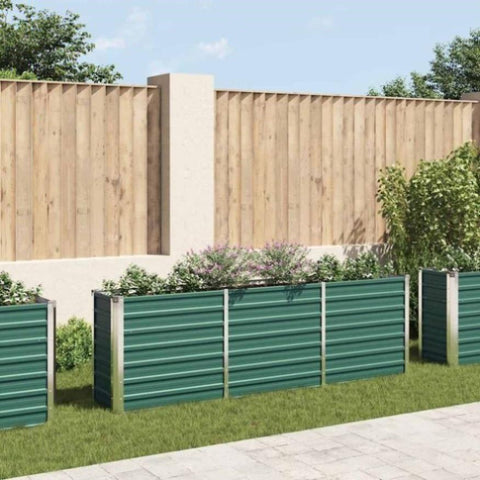 Garden Raised Bed Galvanised Steel 240x40x77 cm Green 47041