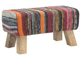 Bench 60 x 30 x 45 cm Real Leather Multicolour 42042110