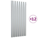 ZNTS Roof Panels 12 pcs Powder-coated Steel Silver 80x36 cm 319137