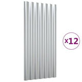 ZNTS Roof Panels 12 pcs Powder-coated Steel Silver 80x36 cm 319137