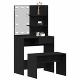LED Dressing Table Set 2 pcs Black Oak Engineered Wood 3333070