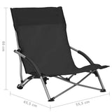 Folding Chairs 2 pcs Black Fabric 312489
