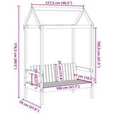 Bench with Roof White 117.5x70x176.5 cm Solid Wood Pine 846995