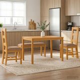 Dining Set 4 pcs Grey Solid Oak Wood 3430305
