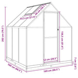 Greenhouse with Base Frame Green 169x169x202 cm Aluminium 4005832