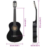 8 Piece Classical Guitar Beginner Set Black 1/2 34" 70127