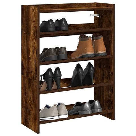 ZNTS Shoe Rack Smoked Oak 60x25x81 cm Engineered Wood 859882