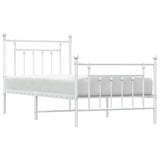 Metal Bed Frame without Mattress with Footboard White 80x200cm 353595
