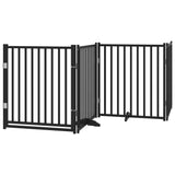Dog Gate with Door Foldable 12 Panels Black 960 cm Poplar Wood 3155744