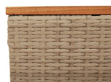 Garden Table Beige 55x55x37 cm Poly Rattan and Acacia Wood 366064