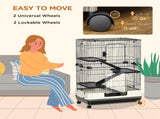Four-Tier Small Animal Cage, for Bunnies, Ferrets, Chinchillas w/ Wheels, Tray - Black T3398P548487