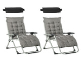 2pc Reclining Zero Gravity Sun Loungers ,Folding Chaise Lounge Chair with Cushions, Dark Grey T3398P318688