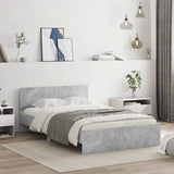Bed Frame with Headboard and LED Concrete Grey 135x190 cm Double 3207633