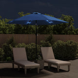 Garden Parasol with LED Lights and Steel Pole 300 cm Azure 47135