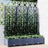 Garden Planter with Trellis Blue Grey 120x40x121.5 cm PP 318252