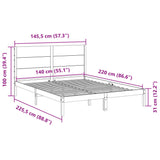 Extra Long Bed Frame without Mattress White 140x220 cm Solid Wood 3309286