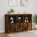 Sideboard with LED Lights Smoked Oak 162x37x100 cm 3209146