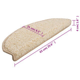 Stair Mats 15 pcs 65x21x4 cm Cream Half Round Large 133904