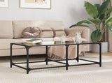 Coffee Table with Black Glass Top 98.5x50x40 cm Steel 845979
