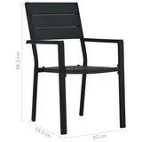 Garden Chair Set of 4 Black HDPE 4 chairs Durable 47886