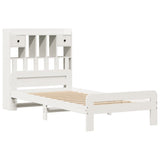 ZNTS Bookcase Bed without Mattress White 75x190 cm Small Single Solid Wood Pine 3308907