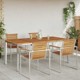 Dining Table 180x90x75 cm Solid Acacia Wood and Stainless Steel 42006189